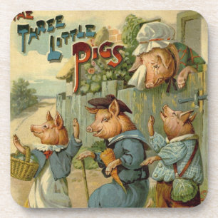 Three Little Pigs Vintage Fairy Tale Coaster