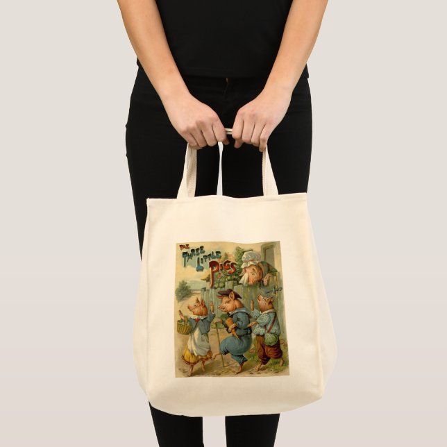 Three Little Pigs Vintage Fairy Tale Tote Bag (Front (Product))