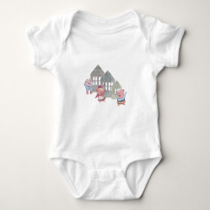 Three Little Pigs with their Houses Baby Bodysuit