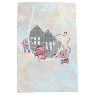 Three Little Pigs with their Houses    Medium Gift Bag