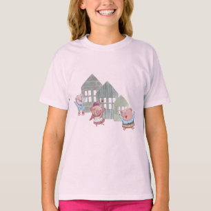 Three Little Pigs with their Houses T-Shirt