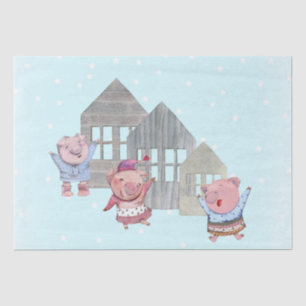 Three Little Pigs with their Houses    Tissue Paper