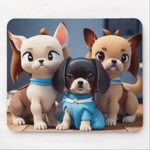 Three little puppies modern contemporary throw mouse pad
