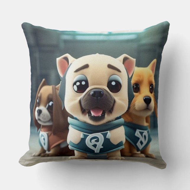 Three little puppies modern contemporary  throw pi pillow (Front)
