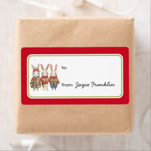 Three Little Rabbits Cute Custom To From Gift Tag