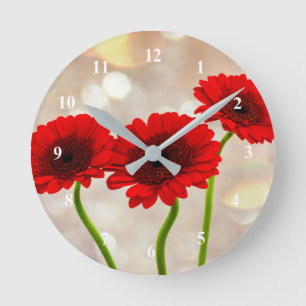 Three Little Red Gerberas Acrylic wall clock