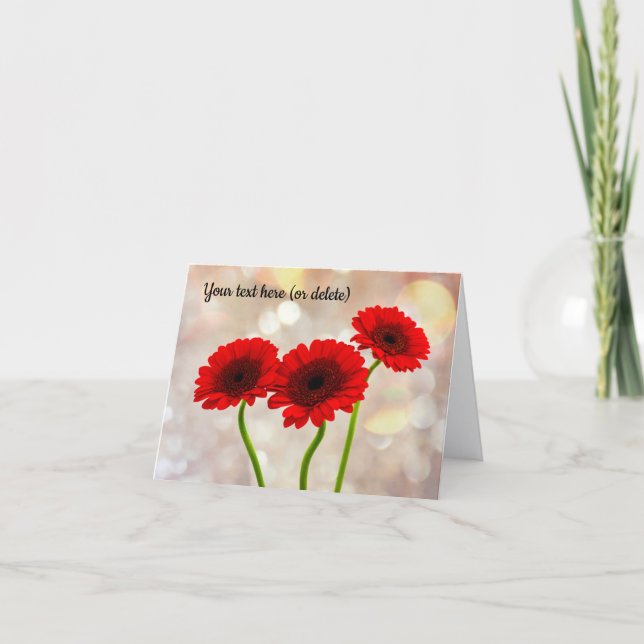 Three Little Red Gerberas Folded Greeting Card (Front)