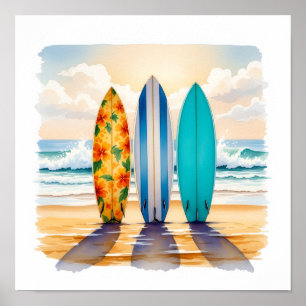 Three Little Surfboards Poster