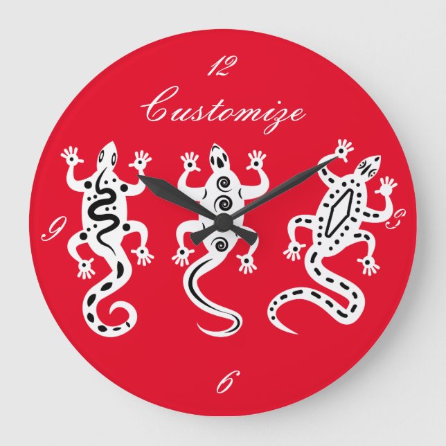 Three Lizards Thunder_Cove Southwest Style Large Clock (Front)