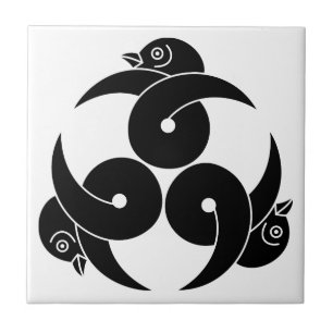 Three looped wild geese, heads facing outward tile