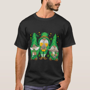 Three Lucky Gnome Shamrock Beer Drinking Saint Pat T-Shirt