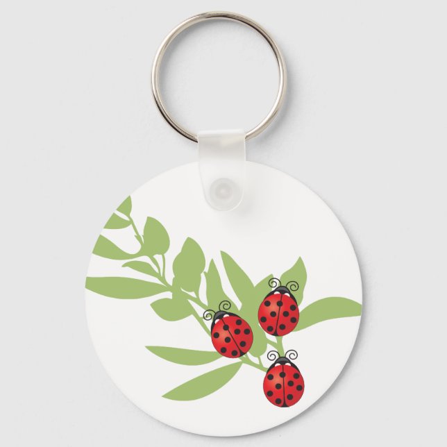 Three Lucky Ladybugs Keychain (Front)