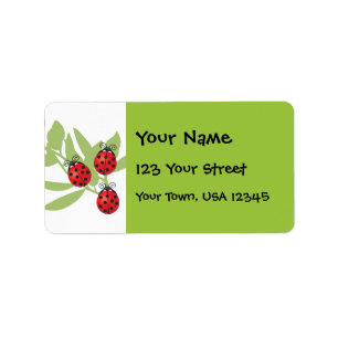 Three Lucky Ladybugs Label