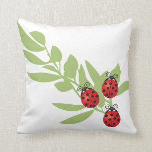 Three Lucky Ladybugs Throw Pillow