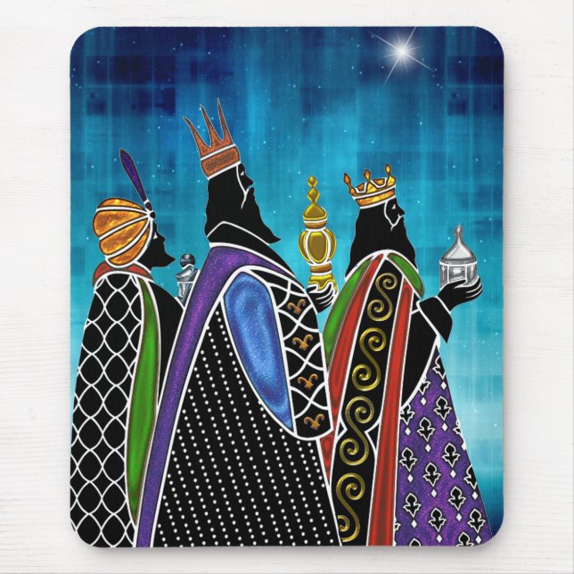 Three Magi Bearing Gifts Under Starry Sky Mouse Pad (Front)