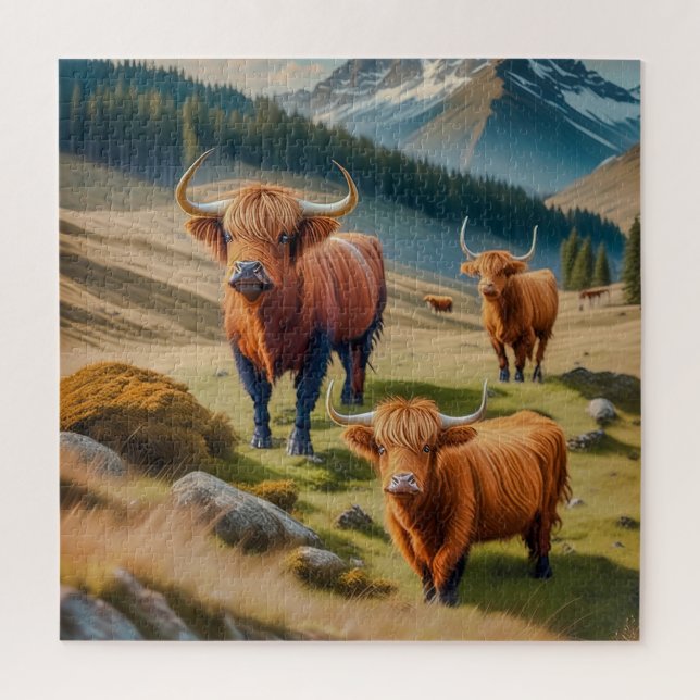 Three majestic Highland cattle  Jigsaw Puzzle (Vertical)