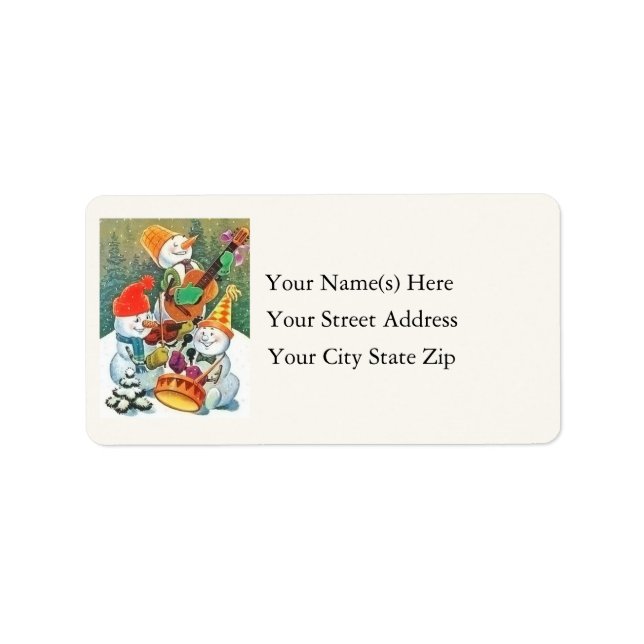 Three Man Snowman Band Vintage Address Label (Front)
