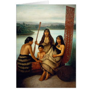 'Three Maori Girls and a Boy' - G. Lindauer Card