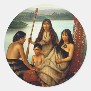 'Three Maori Girls and a Boy' - Lindauer Sticker