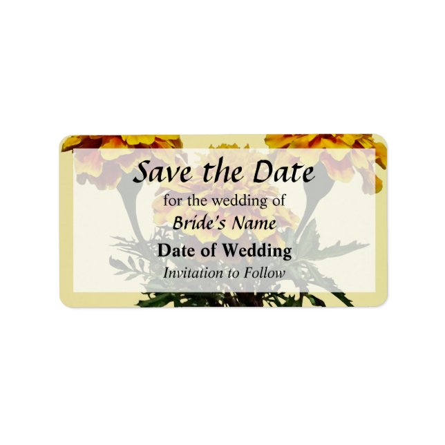 Three Marigolds Save the Date Label (Front)