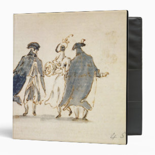 Three Masked Figures in Carnival Costume (pen & in Binder