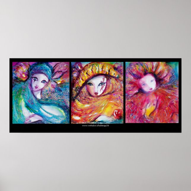 THREE MASKS /Venetian Carnival Faces Poster (Front)