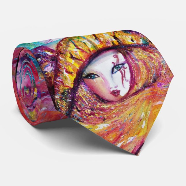 THREE MASQUERADE MASKS Venetian Carnival Faces  Tie (Rolled)