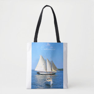 three masted schooner sailing tote bag