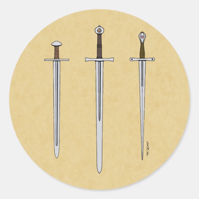 Three Medieval Swords 2016 Classic Round Sticker (Front)