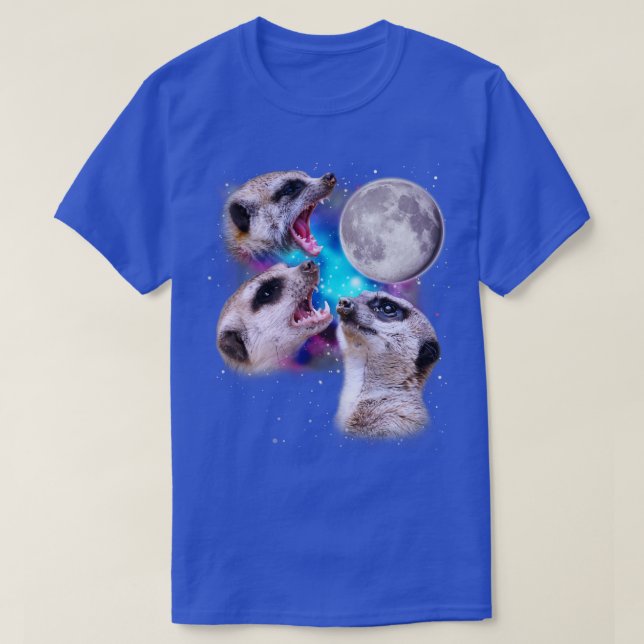 Three Meerkats Howl at the Moon T-Shirt (Design Front)
