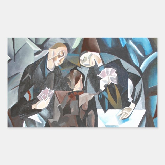 Three Men Playing Cards  Geometric Art After Rockl Sticker (Front)