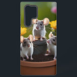 Three Mice In Flower Pots, Samsung Galaxy Case<br><div class="desc">Pictured Are Three Grey And White Mice In Flower Pots.</div>
