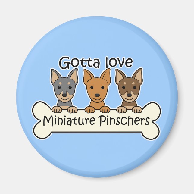 Three Miniature Pinschers Magnet (Front)