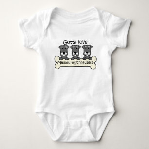 Three Miniature Schnauzers Baby Bodysuit