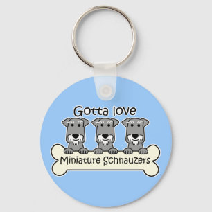 Three Miniature Schnauzers Keychain