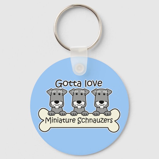 Three Miniature Schnauzers Keychain (Front)