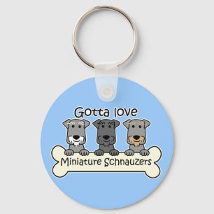 Three Miniature Schnauzers Keychain