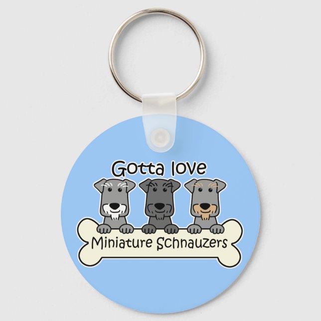 Three Miniature Schnauzers Keychain (Front)