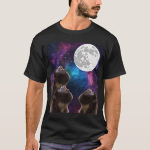 Three monkey Moon 3 monkey Howling With Dead Moon T-Shirt