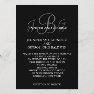 Three Monogram Initials Names Wedding Invitations