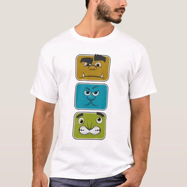 Three Monster Faces T-Shirt (Front)