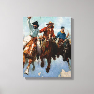 “Three Montana Cowboys” by W Herbert Dunton Canvas Print
