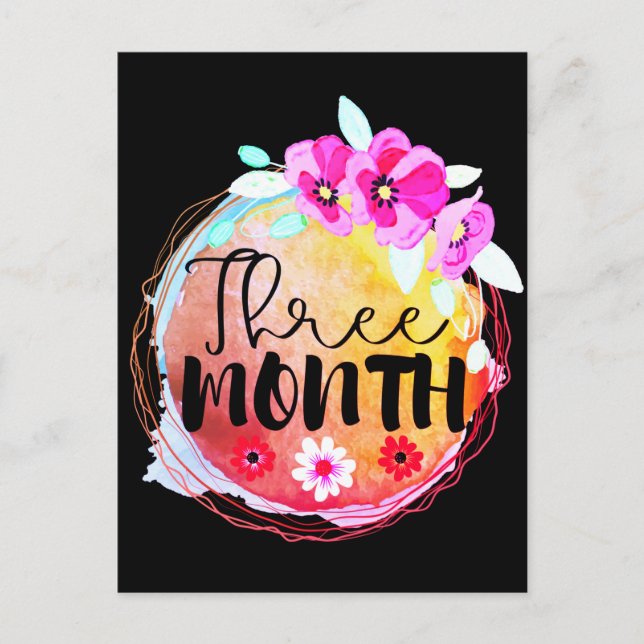 Three-Month-Old Baby Milestone Label Postcard (Front)