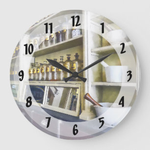 Three Mortar and Pestles in Pharmacy Large Clock