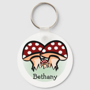 Three Mushrooms Personalized Keychain