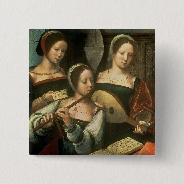 Three Musicians 2 Inch Square Button (Front)