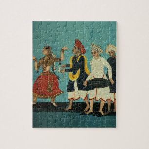 Three musicians and a dancing girl, Tanjore, Tamil Jigsaw Puzzle