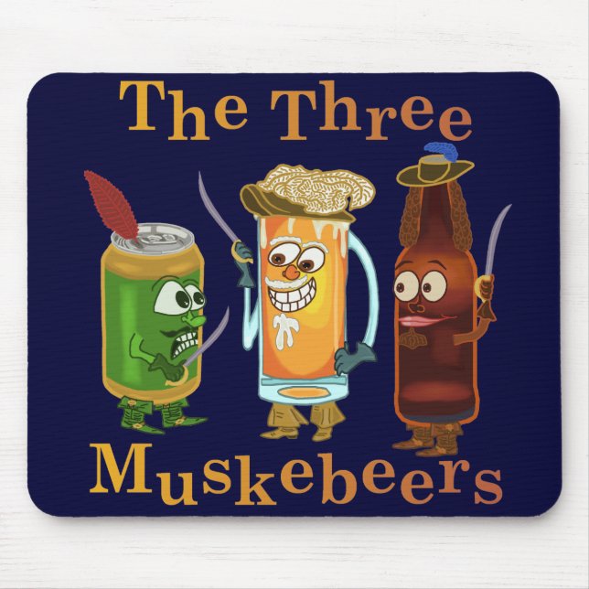 Three Muskebeers Funny Beer Pun Mouse Pad (Front)