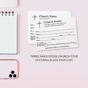 Three Nails Cross Church Tithe Offering Black Envelope