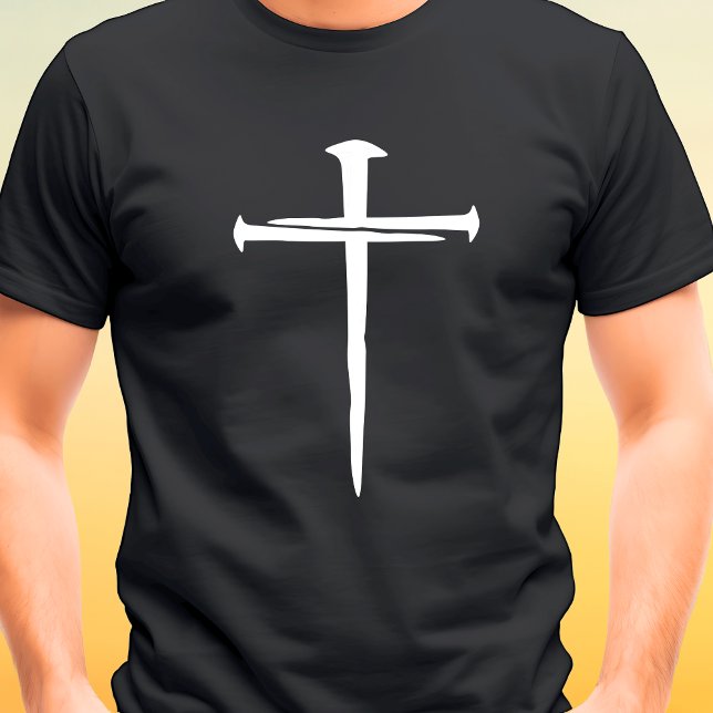Three Nails Rugged White Cross Christian T-Shirt (Three Nails Rugged White Cross Christian T-Shirt)